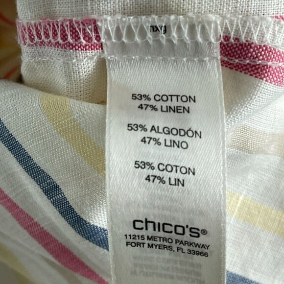Chicos Womens Wrinkle Resistant Striped Button-Down Shirt Size 1 (M) 4579 - Picture 4 of 8